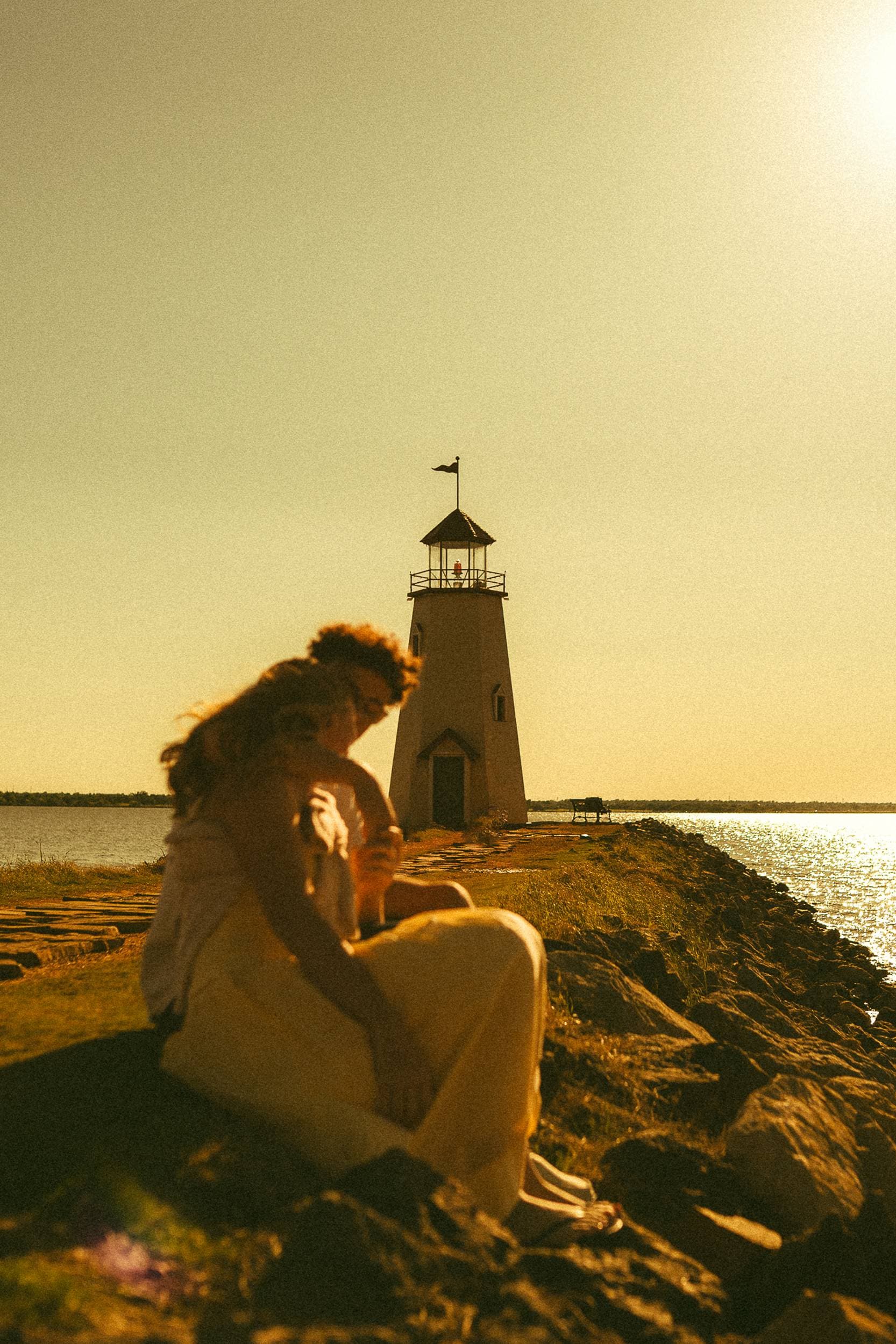 Couple photographed through a binocular crop
